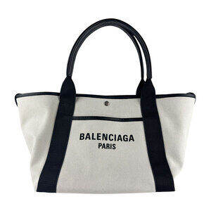 Balenciaga handbag canvas leather Ivory White black
